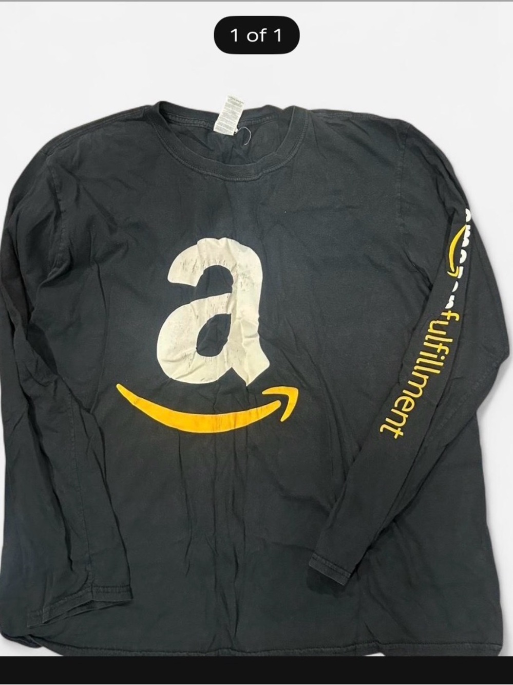 Amazon Black Long Sleeve Shirt with Yellow Smile Logo Vintage 2016